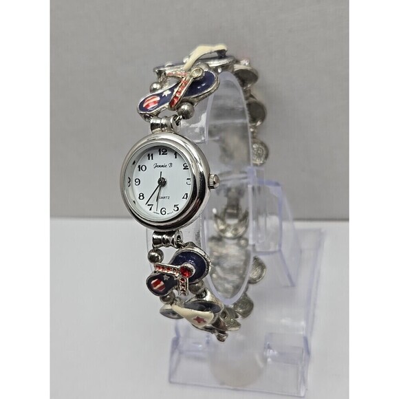 Jennie B Avon Patriotic Flip Flops Charm Bracelet Watch New Battery USA  Beach main image 8